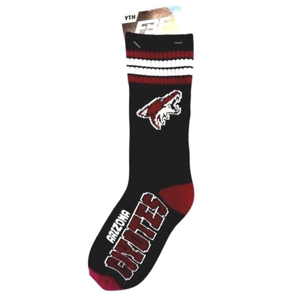 Arizona Coyotes NHL Youth Crew Socks FBF Originals Black Maroon Size 13 1-3